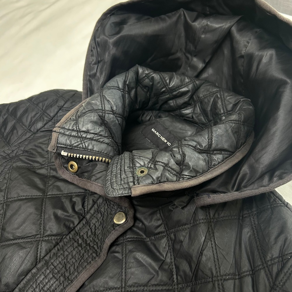 Marc New York Andrew Marc Womens Black Quilted Hooded Jacket Small